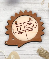 Baby Birth Stats Announcement Hedgehog Shape