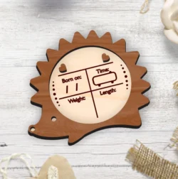 Baby Birth Stats Announcement Hedgehog Shape