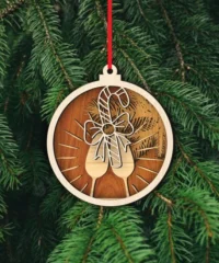 Candy Cane And Wine Glass Christmas Ball Ornament