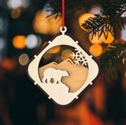 Christmas Ball Tree Decoration With Bear