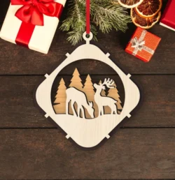 Christmas Ball Tree Decoration With Deer And Pine Tree