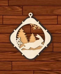 Christmas Ball Tree Decoration With Rabbit And Snow