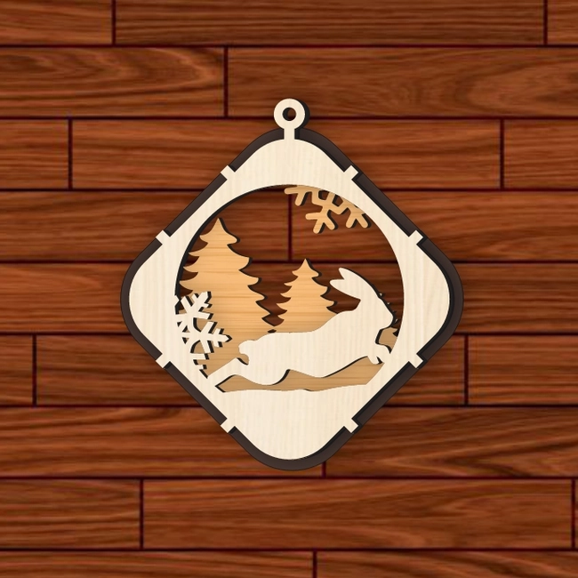 Christmas Ball Tree Decoration With Rabbit And Snow