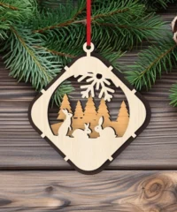 Christmas Ball Tree Decoration With Rabbit And Snow