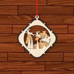 Christmas Ball Tree Decoration With Reindeer Sleigh And Snowman