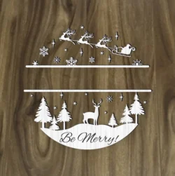 Christmas Family Name Door Sign With Reindeer Sleigh