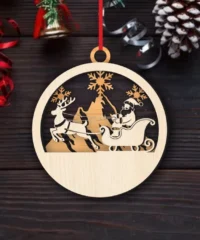 Christmas Ornament With Reindeer Sleigh