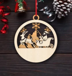 Christmas Ornament With Reindeer Sleigh