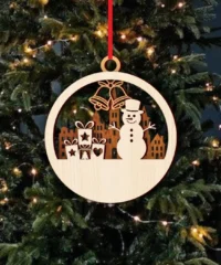 Christmas Ornament With Snowman And Gift Box