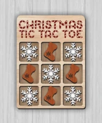 Christmas Tic Tac Toe Game With Snowflake And Sock