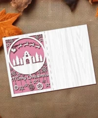Christmas Tree And House With Reindeer Sleigh Christmas Card