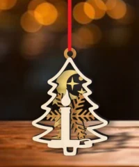 Christmas Tree Decoration With Candle And Snowflake, Moon