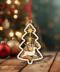 Christmas Tree Decoration With Reindeer And Pine Tree