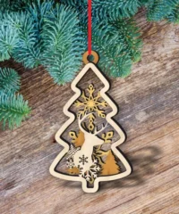 Christmas Tree Decoration With Snowflake And Reindeer ,Pine Tree