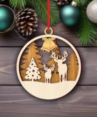 Deer And Christmas Tree Christmas Ornament