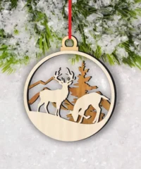 Deer And Pine Tree Christmas Ball Decoration