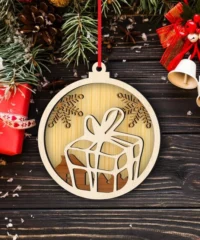 Gift Box And Snowflake Christmas Ball Ornament