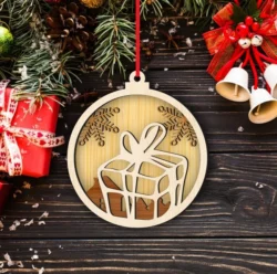 Gift Box And Snowflake Christmas Ball Ornament