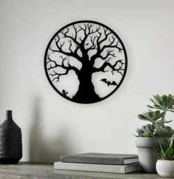 Halloween Tree And Bat Wall Art