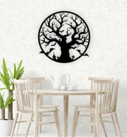 Halloween Tree And Bat Wall Art