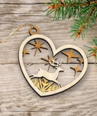 Heart Christmas Ornament With Deer