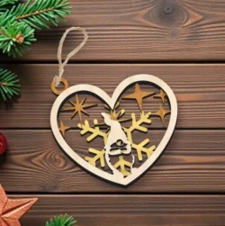 Heart Christmas Ornament With Gnome And Snowflake