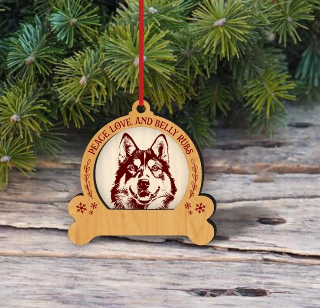 Husky Dog Christmas Ornament
