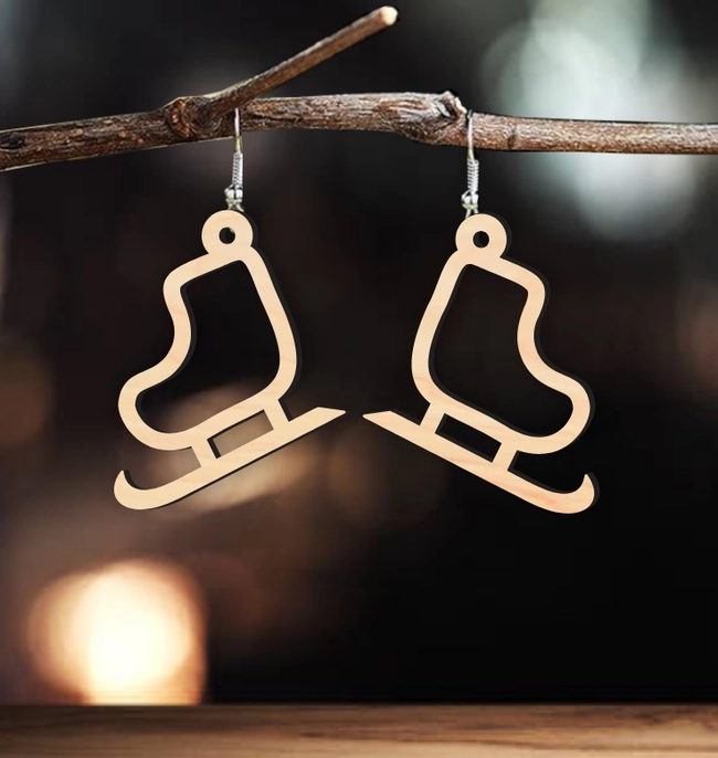 Ice Skates Christmas Earring