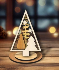 Pine Tree And Snowman Christmas Tree Ornament