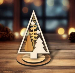 Pine Tree And Snowman Christmas Tree Ornament