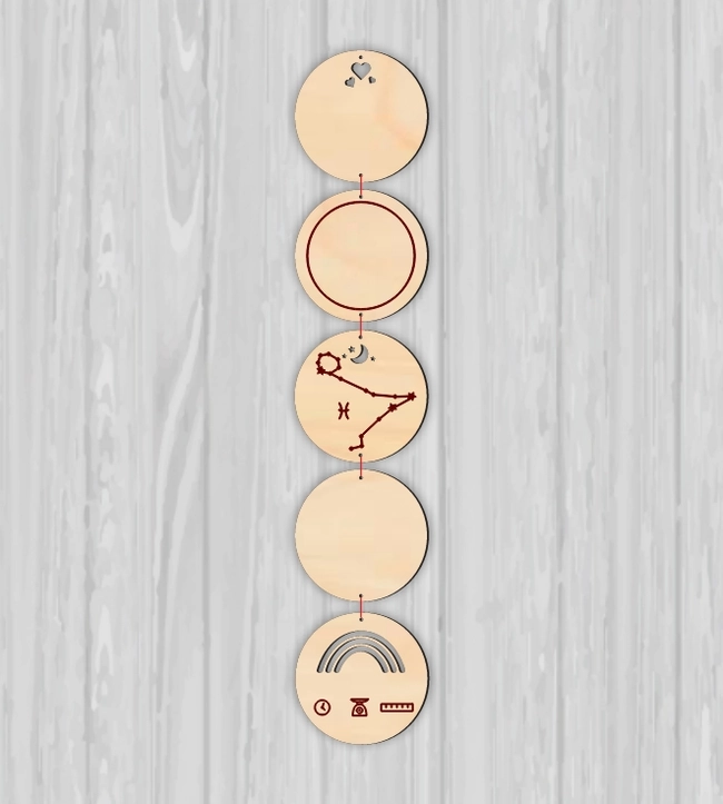Round Baby Birth Wooden Garland Name And Zodiac Pisces Sign