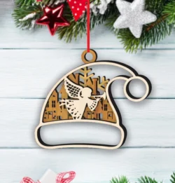 Santa Hat Christmas Ornament With Angel