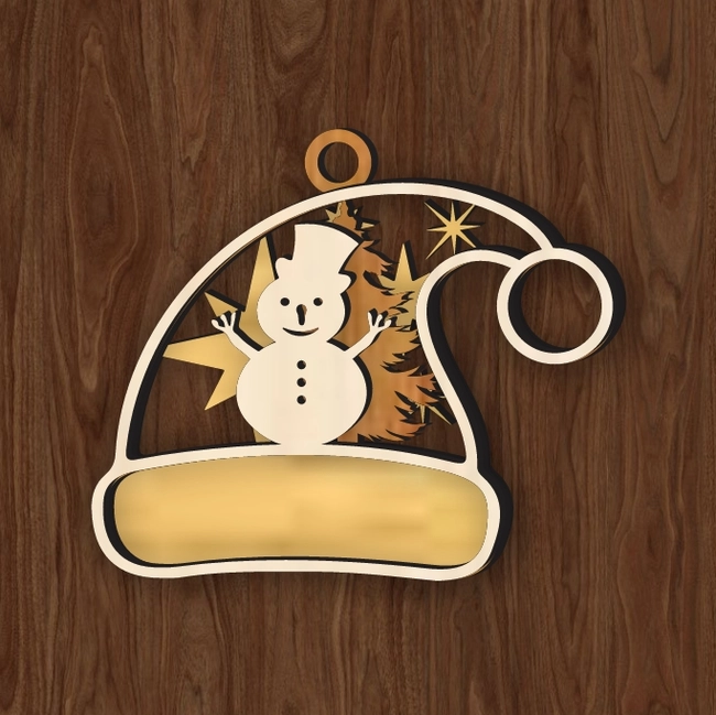 Santa Hat Christmas Ornament With Snowman