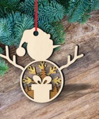Snowman Christmas Decoration With Gift Box And Snowflake