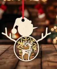 Snowman Christmas Decoration With Reindeer