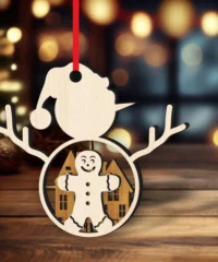 Snowman Christmas Decoration With Snowman And House