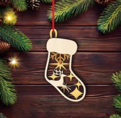 Socks Christmas Decoration With Deer And Snowflake