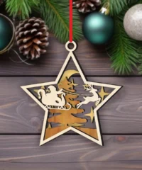 Star Christmas Ornament With Reindeer Sleigh
