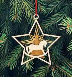 Star Christmas Ornament With Rocking Horse