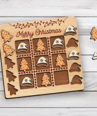 Tic Tac Toe Christmas With Christmas Hat And Christmas Tree