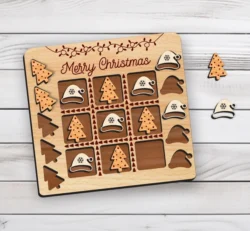 Tic Tac Toe Christmas With Christmas Hat And Christmas Tree