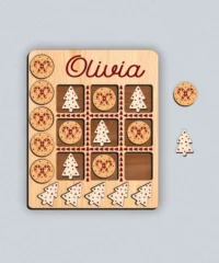 Tic Tac Toe Christmas With Round Candy Cane And Christmas Tree