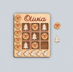 Tic Tac Toe Christmas With Round Candy Cane And Christmas Tree