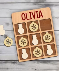 Tic Tac Toe With Snowflake Round And Snowman