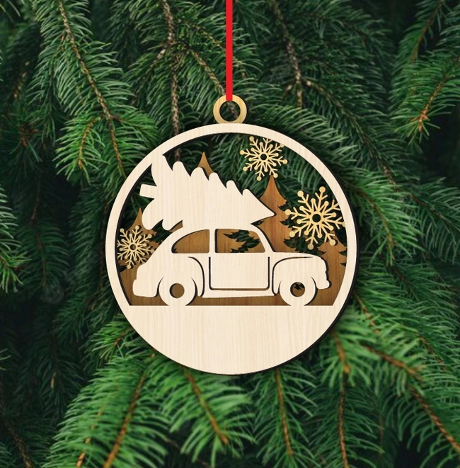 Tree Truck Christmas Ornament