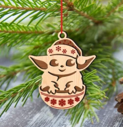 Baby Yoda Santa Christmas Ornament