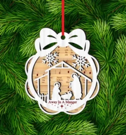 Christmas Nativity Sheet Music Ornament With Away In A Manger