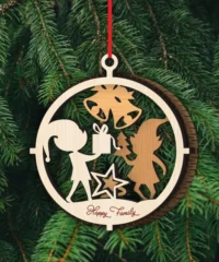 Elf And Gift Box Christmas Ornament