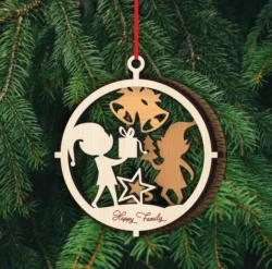 Elf And Gift Box Christmas Ornament