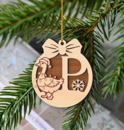 Goose Letter P Christmas Ornament